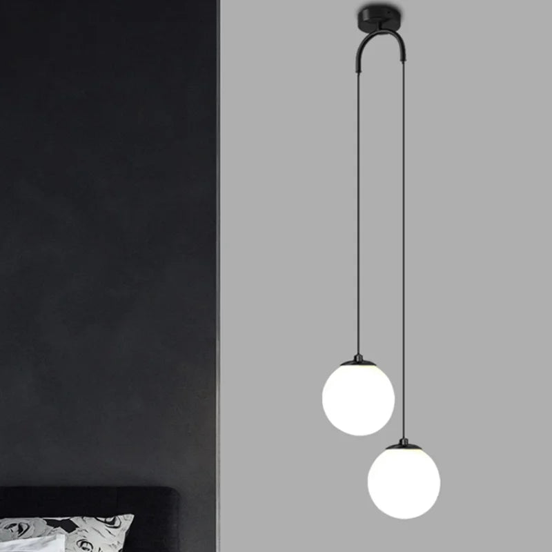 DecorBites™ Glass Ball Dual Head Pendant Light for Bedroom, Modern LED Chandeliers