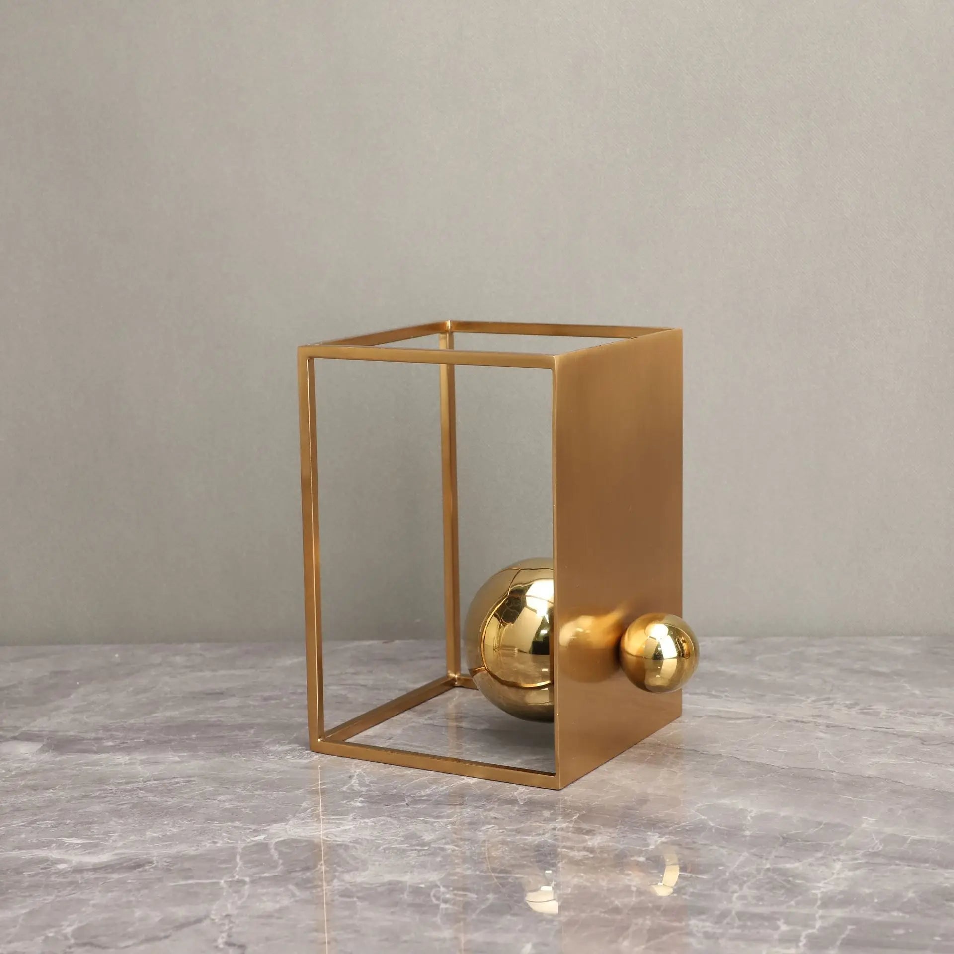 DecorBites™ Geometric Gold Frame Sculpture Decorative Figurines Metal Home Decor