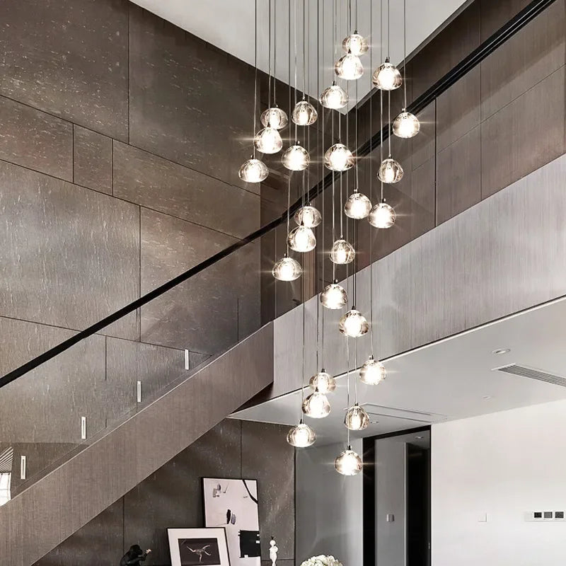 DecorBites™ Crystal Ball Chandelier: Modern LED Stair Chandelier for Living Room and Kitchen