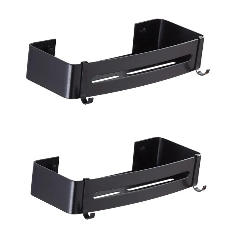 DecorBites™ Black Aluminum Bathroom Corner Shelf Wall Mounted