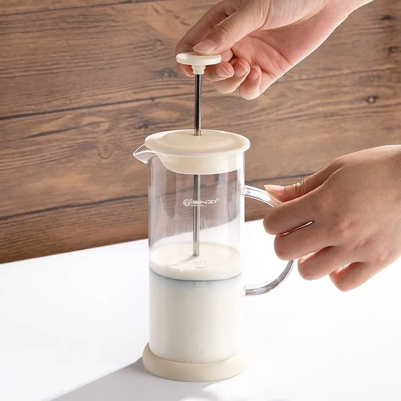 DecorBites™ Glass Espresso Coffee Maker Milk Hand Foam Mixer Blender