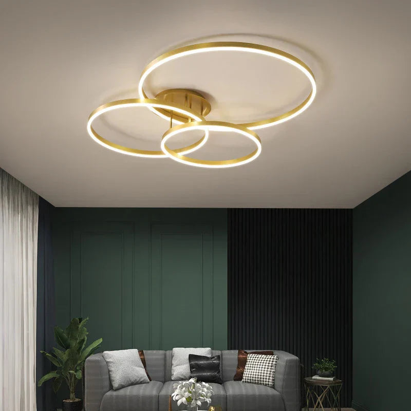 DecorBites™ Golden Coffee Round Circle LED Ceiling Light with Acrylic Lampshade - Creative Living Room Fixture