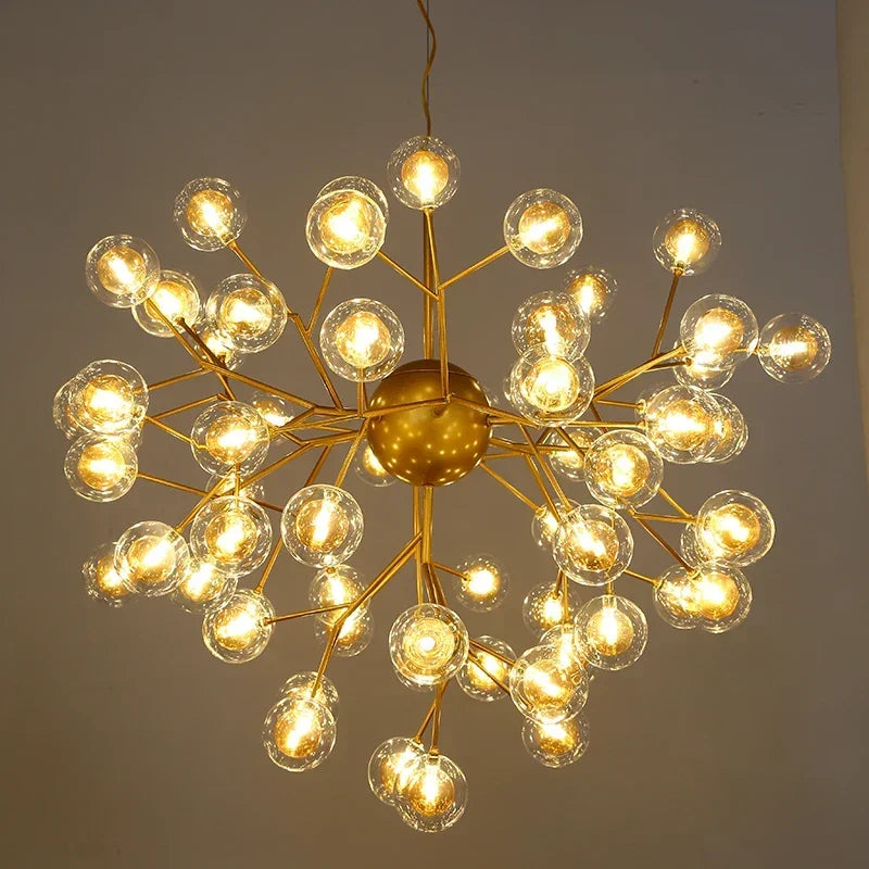 DecorBites™ Heracleum Firefly Glass Round Ball Chandelier - Luxury Staircase Dining Room Lighting