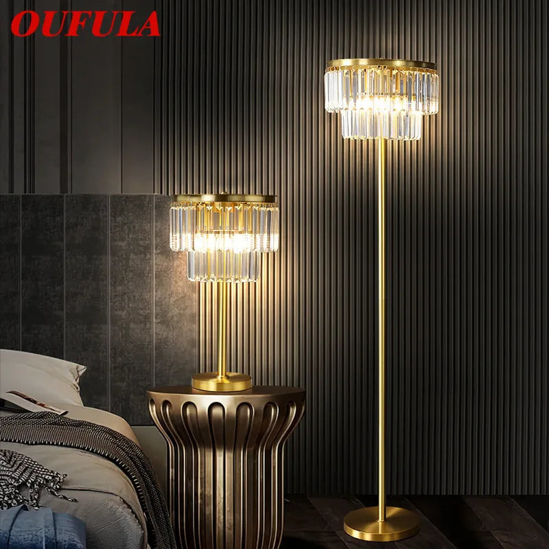 DecorBites™ Crystal Brass Floor Lamp: Modern Nordic Style LED Standing Light