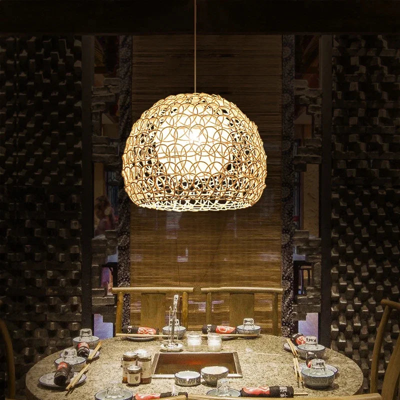 DecorBites™ Hand Woven Rattan Pendant Lights Chandelier Bamboo Modern Living Room Decor