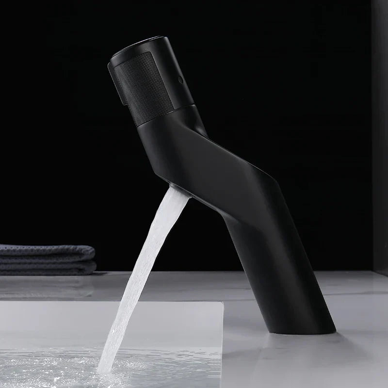 DecorBites™ Gold Basin Faucet: Single Handle Push-Button Mixer Tap for Bathroom, Brass Material