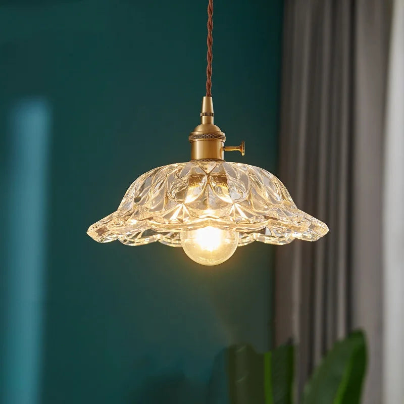 DecorBites™ Japanese Style LED Pendant Lamp Copper Glass Hanging Light Fixtures