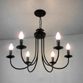 DecorBites™ Black Curved Arm LED Chandelier: Classic Wrought Iron Candle Lighting Fixture