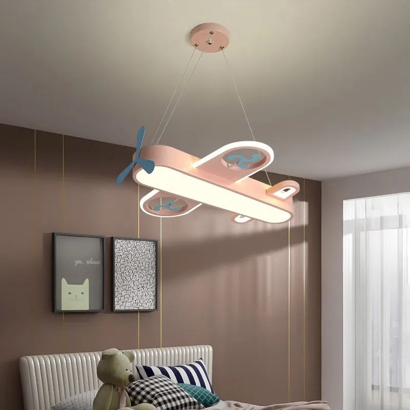 DecorBites™ Kids Airplane Pendant Lights Wood Metal Sconces Nursery School LED