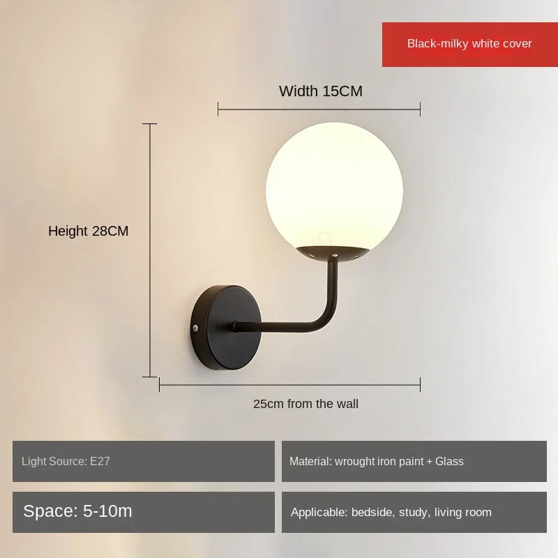 DecorBites™ Glass Ball LED Wall Lamp: Gold Nordic Minimalist Sconces Lighting Bedroom Decor Fixtures