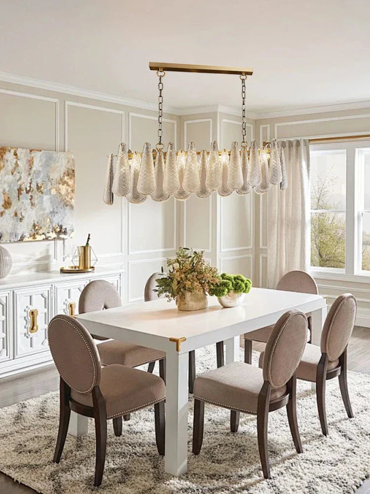 DecorBites™ Gold Glass Pendant Light for Dining Table & Hotel, Modern Foyer Ceiling Lamps