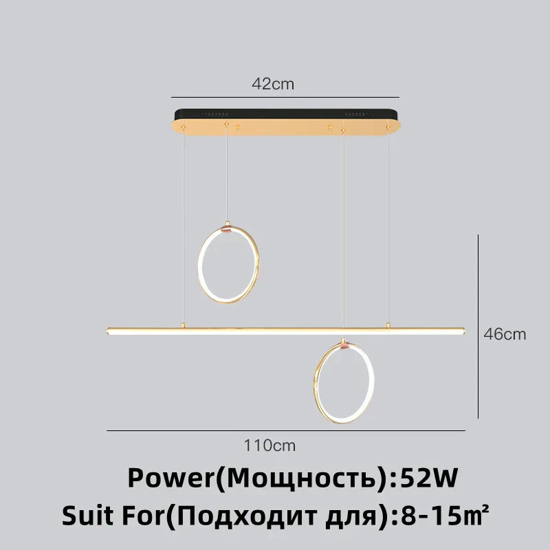 DecorBites™ Gold Luxury Ring Pendant Chandelier for Modern Villa and Home Decor