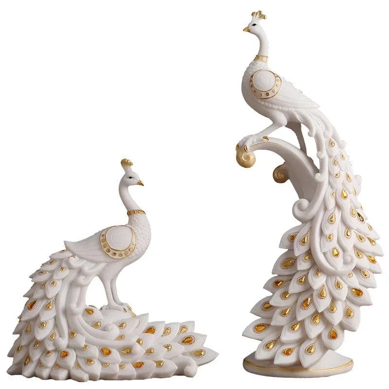 DecorBites™ Golden Phoenix Peacock Sculpture Home Decor Ornament Figurine