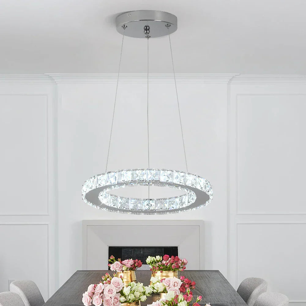 DecorBites™ Crystal LED Pendant Chandelier for Home Décor - Modern Art Fixture