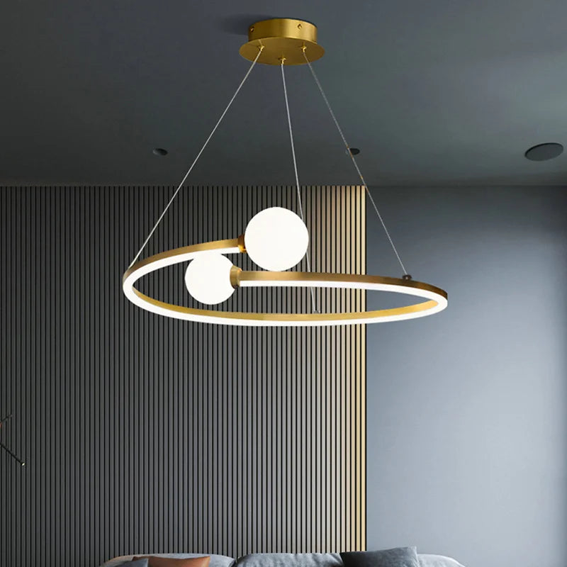 DecorBites™ Gold Nordic Ring LED Ceiling Chandelier for Dining Room Pendant Lighting