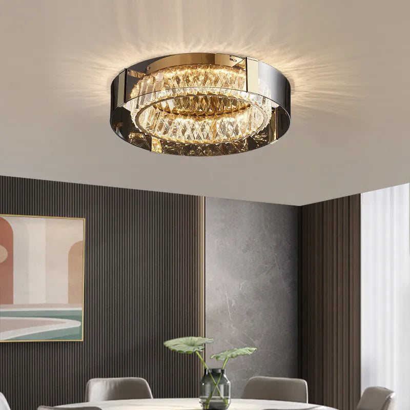 DecorBites™ Crystal LED Dimmable Ceiling Lamp with Steel Body and Gray Glass