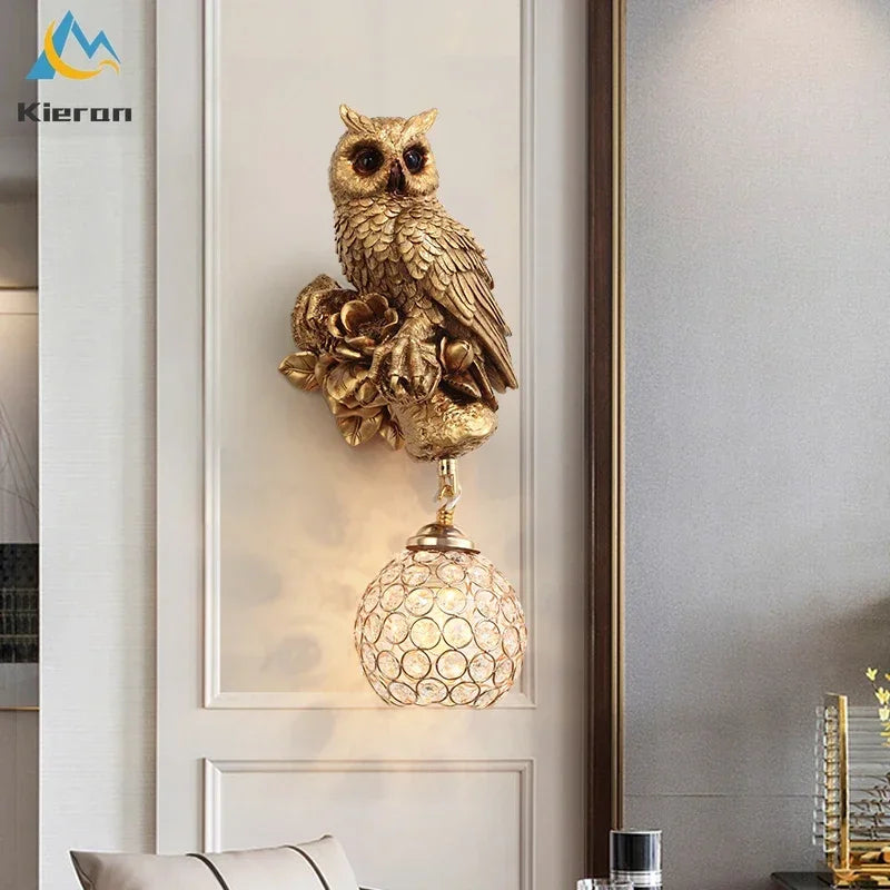 DecorBites™ Crystal LED Wall Lamp: Modern Owl Wall Lights for Bedroom, Dining Room, and Living Room