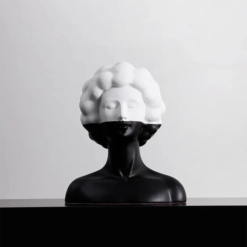 DecorBites™ Abstract Portrait Resin Figure Sculpture Black and White Home Decor