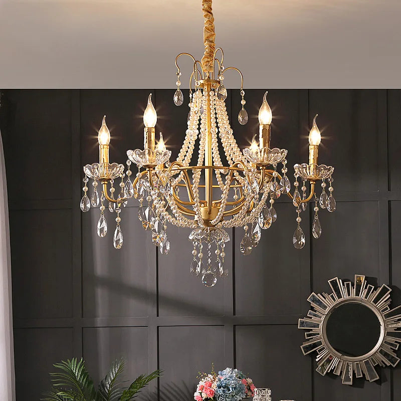 DecorBites™ French Pearl Chandelier, Elegant Retro Design for Luxurious Living Spaces