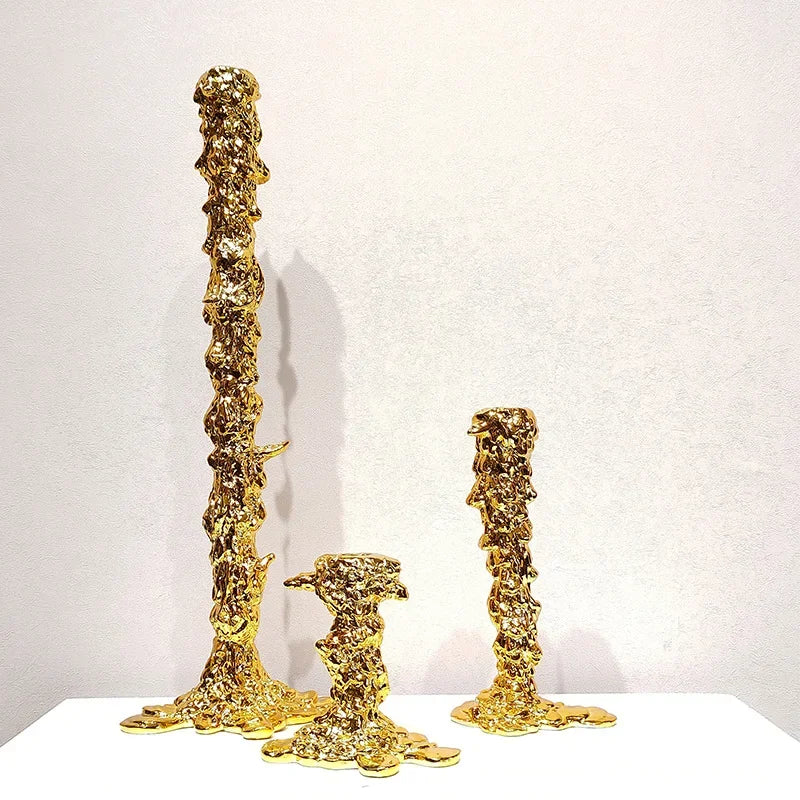 DecorBites™ Golden Candlestick Holder Resin Plated Wedding Centerpiece