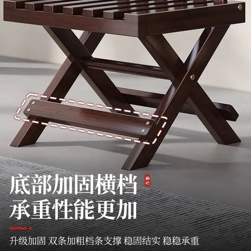DecorBites™ Bamboo Low Stool with Backrest - Portable Household Folding Mazza Chair