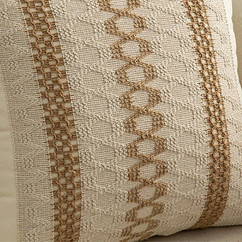 DecorBites™ Geometric Tassel Cushion Cover in Cotton and Linen for Living Room and Bedroom