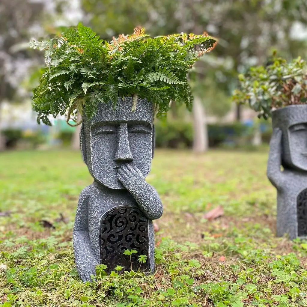 DecorBites™ Easter Island Statue Sculpture Outdoor Decorative Resin Figurine