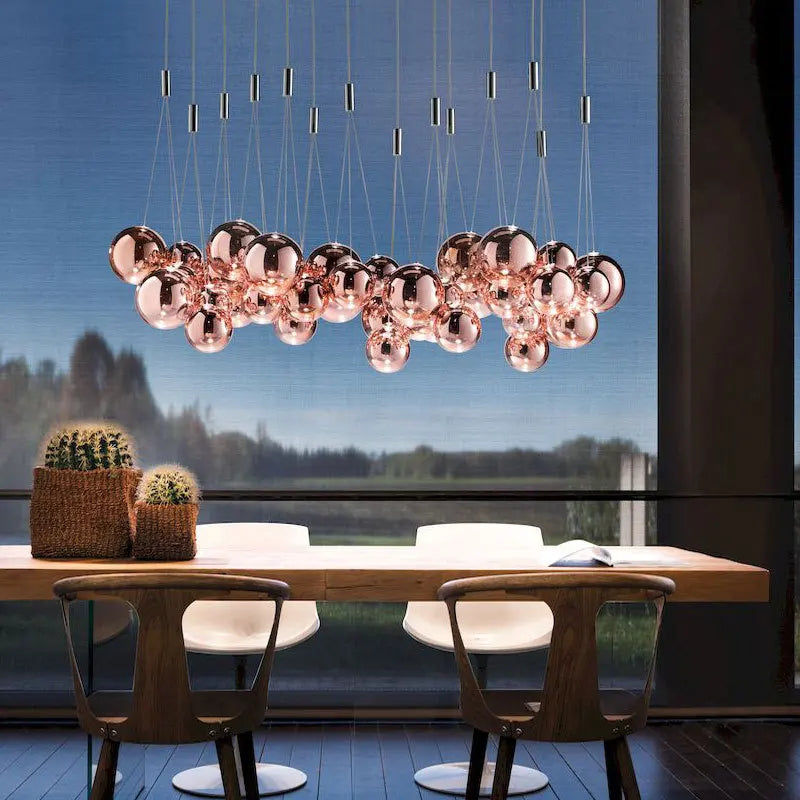 DecorBites™ Glass Ball Pendant Lamp - Modern Chrome Chandelier for Home Dining Bedroom Decor