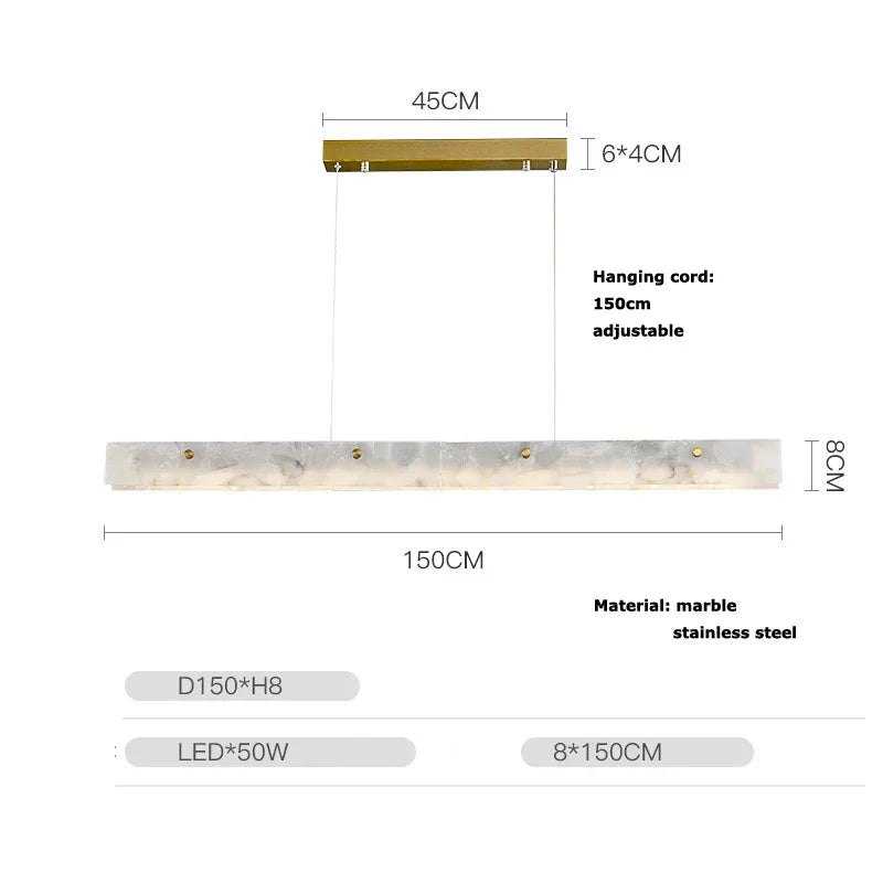 DecorBites™ Art Deco Marble Steel Chandelier: Modern LED Black Gold Lighting for Dinning Room