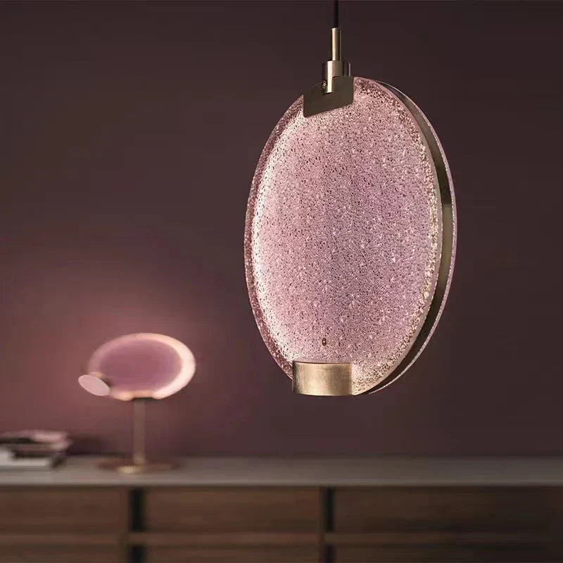 DecorBites™ Clear Pink Glass Horo Pendant Light LED for Loft Bar Art Deco Kitchen