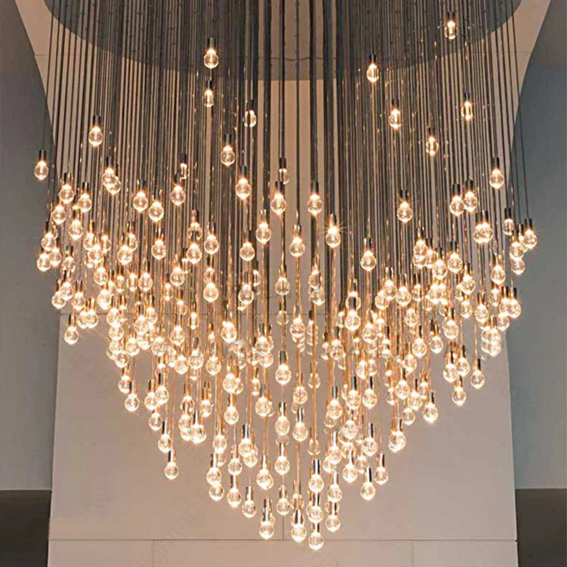 DecorBites™ Large Gold LED Crystal Ball Chandelier for Modern Luxury Living Room