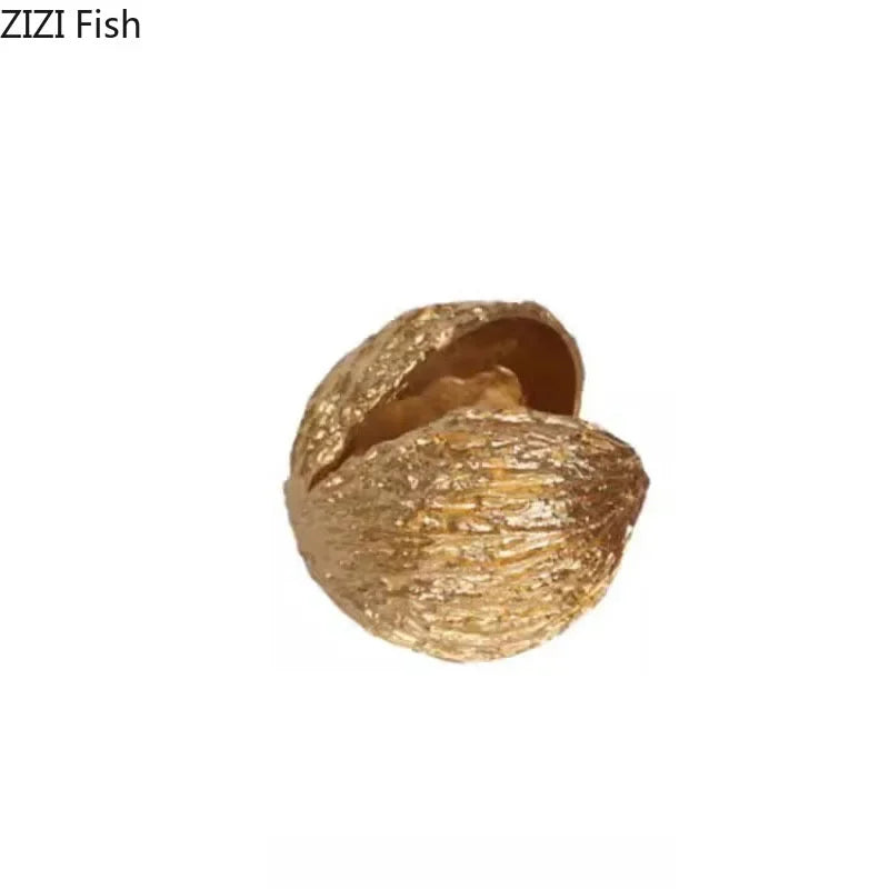 DecorBites™ Golden Nut Shell Ornaments Modern Crafts Desk Decoration Artwork Room Aesthetics Decor