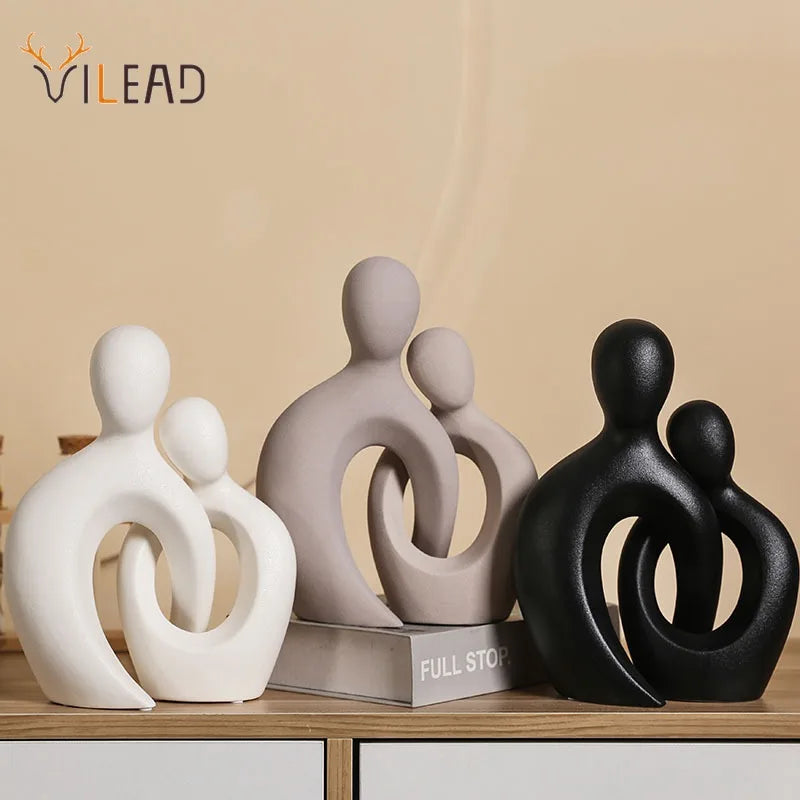 DecorBites™ Couple Love Sculpture Modern Nordic Abstract Ceramic Figurine Home Decor