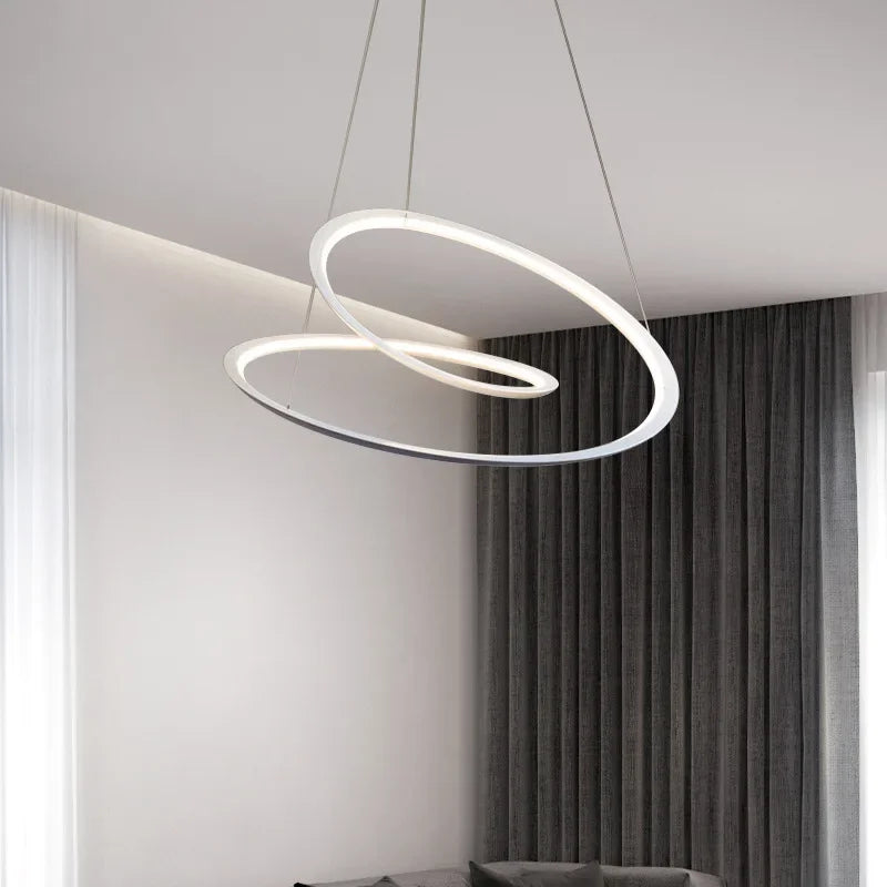 DecorBites™ Kepler Round LED Chandelier for Living Room Decor White Pendant Lamp