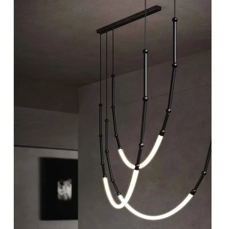 DecorBites™ Linear Creative Chandelier: Nordic Italian Designer Modern Lighting for Living Room Lobby