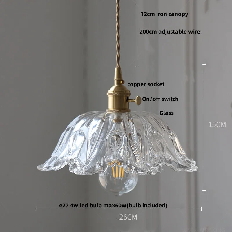 Modern ribbed clear glass pendant light kitchen brass fixture