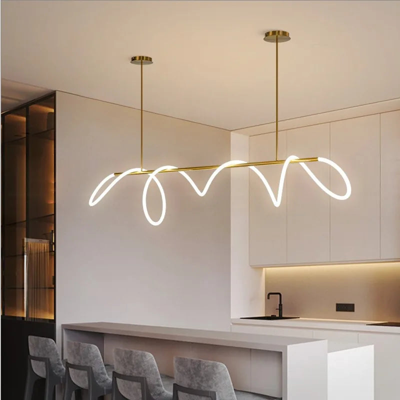 DecorBites™ Circle Note Linear Light: Modern Minimalist Nordic Pendant Lamp for Bedroom, Living Room