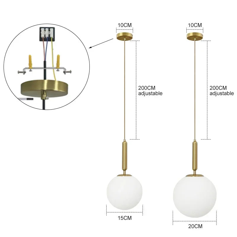 DecorBites™ Gold Glass Ball Pendant Lamp for Luxurious Dining Room & Bedroom Decor
