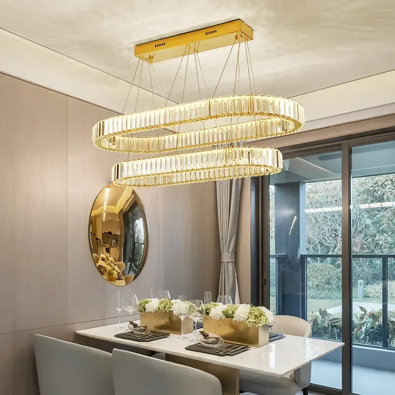 DecorBites™ Crystal Pendant Chandelier Modern LED Ceiling Light Fixture