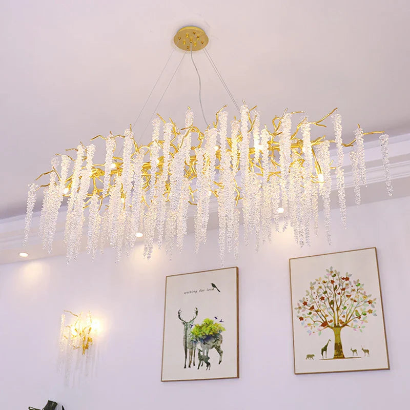 DecorBites™ Crystal Chandelier: Postmodern Luxury Pendant Light for Living Room, Bedroom, and Dining Room
