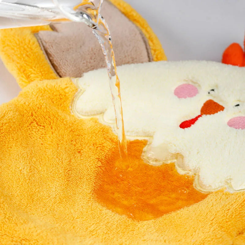 DecorBites™ Coral Velvet Cartoon Style Hand Towel