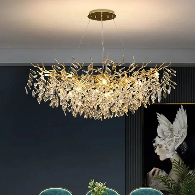 DecorBites™ Golden Branch Ceiling Chandelier with Crystal LED - Luxury Modern Design for Living Room