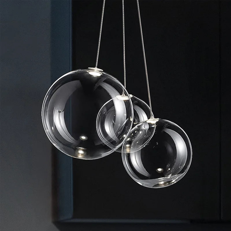 DecorBites™ Glass Ball Pendant Lamp: Modern Kitchen Dining Room Hanging Light.