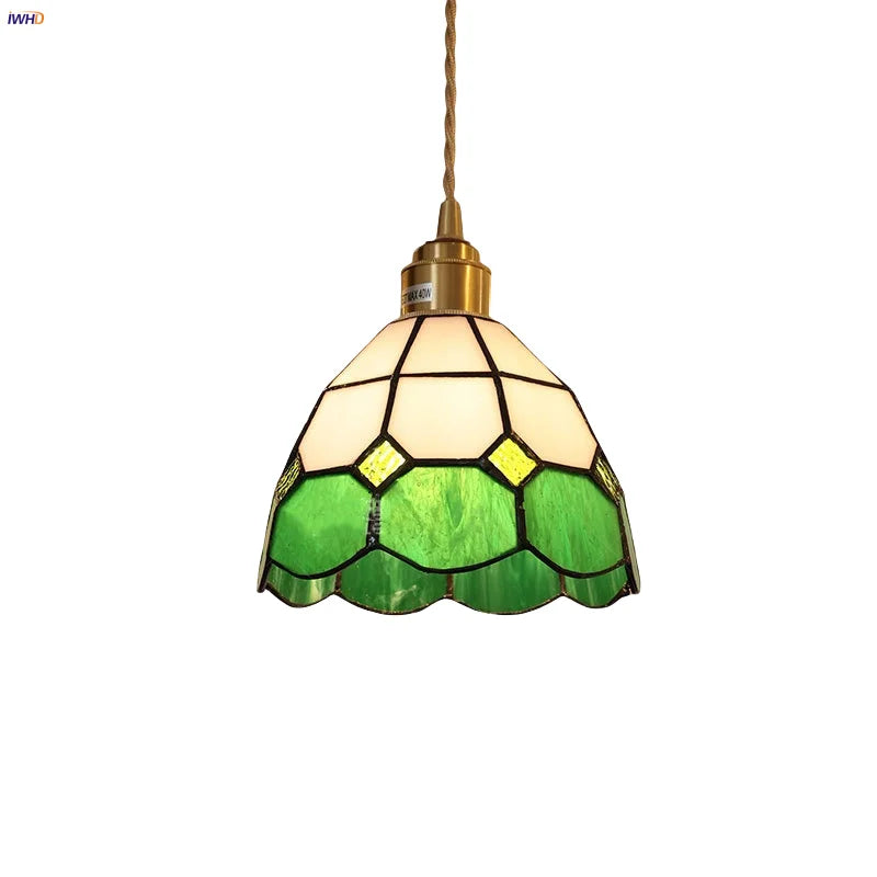DecorBites™ Glass LED Pendant Lamp Tiffany Style Hand Stitch Dining Room Lights