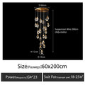 DecorBites™ Diamond Crystal Chandelier Staircase LED Golden Chandeliers Lighting for Luxurious Home Décor