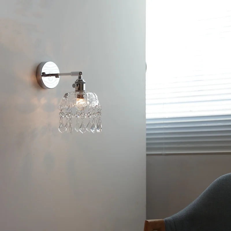 DecorBites™ Crystal Iron LED Wall Light Modern Bedside Lamp Clear Glass Wandlamp