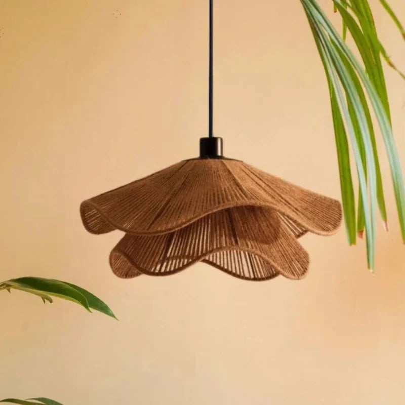 DecorBites™ Japanese Hemp Knit Pendant Light E27 LED Lamp - Nordic Wabi Sabi Style
