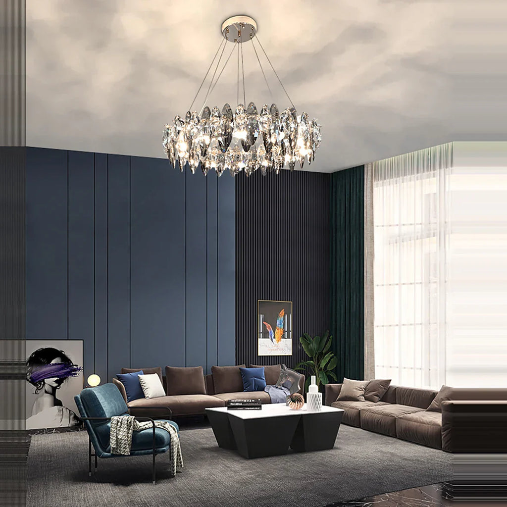 DecorBites™ Crystal LED Chandelier: Modern Luxury Indoor Hanging Lamp, Living Room Decor