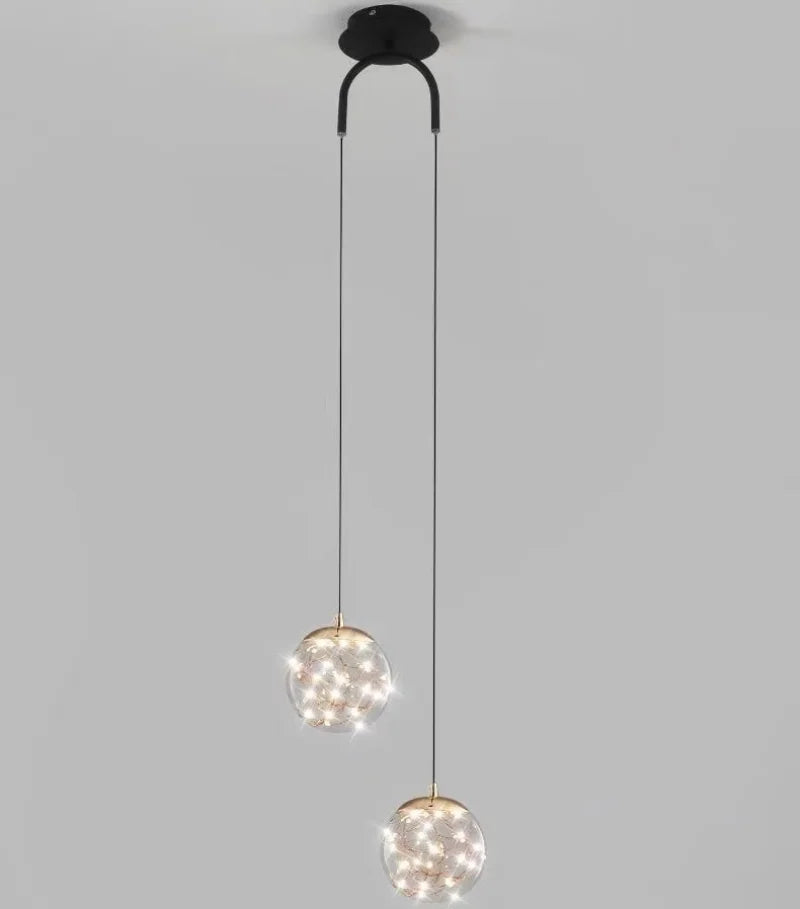 DecorBites™ Double Glass Ball Pendant Light Fixture for Bedroom Ceiling Lighting