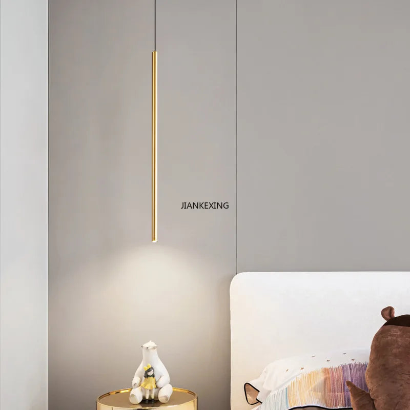 DecorBites™ LED Line Chandelier: Nordic Creative Lighting for Living Room & Bedroom